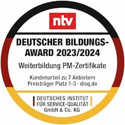 Preisträger des Deutschen Bildungs-Award 2023/2024 in der Kategorie „Weiterbildung Projektmanagement-Zertifikate“